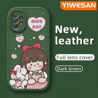 YIWESAN เคสปลอกสำหรับ Samsung A52s 5G A52 4G A52 5G ลายการ์ตูนสาวน่ารักใหม่ซิลิโคนนิ่มหนังเคสมือถือแฟชั่นฝาหลังเคสกันกระแทกเต็มเลนส์ฝาครอบกล้องเคสป้องกัน