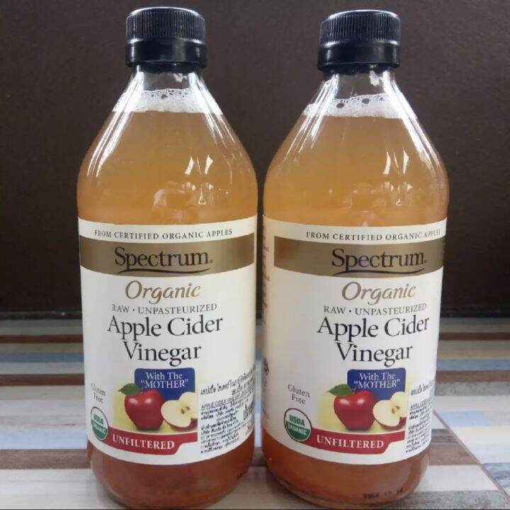 น้ำส้มสายชูหมักจากแอปเปิ้ลออร์แกนิค-473-มล-ราคาพิเศษ-325-บาท-apple-cider-vinegar-organic-spectrum-brand-raw-unfiltered