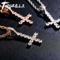 TOPGRILLZ คุณภาพสูงจี้กางเขนกลับหัวแบบใหม่สร้อยคอผู้ชายเพชรสังเคราะห์เย็นฮิปฮอปเครื่องประดับแฟชั่นสำหรับเป็นของขวัญ