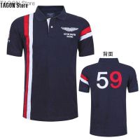 TAGON Store แขนสั้นเสื้อยืดผู้ชาย2021ใหม่อินเทรนด์ครึ่งแขนหลวมผู้ชายเย็บปักถักร้อยเสื้อโปโลผู้ชายกีฬา