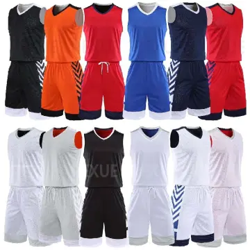 Kids Men Double-side Basketball Training Jersey Suit Sports Kits Blank  College Tracksuits Breathable Basketball Jerseys Uniform