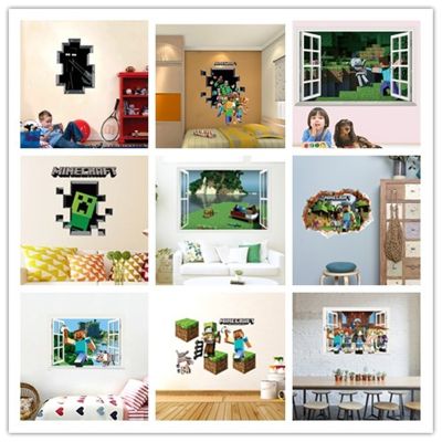 【LZ】 3D Cartoon  Mosaic Game Wall Sticker for Kids Room Stereoscopic Game Posters Gifts for Kids PVC Self-Adhesive Wall Decor