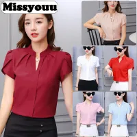 Missyouu Female Fashion Short Sleeve Leisure Chiffon Blouse