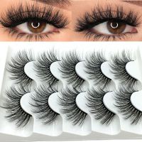 DEQWQRT SKONHED 5 Pairs แฮนด์เมด Ultra-wispy ปุย ต่อขนตา ขนตาปลอม 3D Faux Mink Hair เต็มปริมาณธรรมชาติ