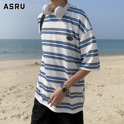 ASRV ฤดูร้อนใหม่ Ins สายรุ้งลายแขนสั้นเสื้อยืดผู้ชายน้ำแบรนด์ถนนฮิปฮอปหลวมสบายๆเสื้อยืด