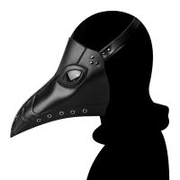 น่ากลัว Plague Doctor  คอสเพลย์ฮาโลวีนตลกสีดำ Beak PU หนังฮาโลวีนยุคกลาง Steampunks หน้ากากหมวก Prop Carnival