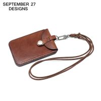【CW】 New Fashion ID Badge Holder Leather Student Bus Card Retractable Lanyard Tag