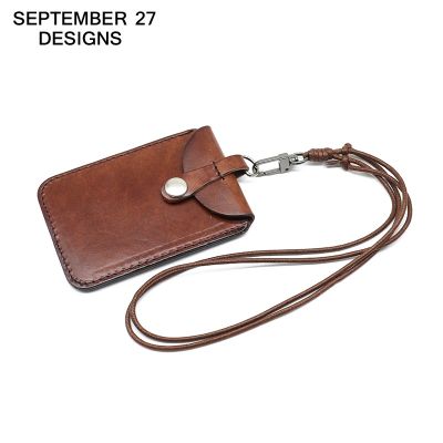 hot！【DT】❇  New Fashion ID Badge Holder Leather Student Bus Card Retractable Lanyard Tag