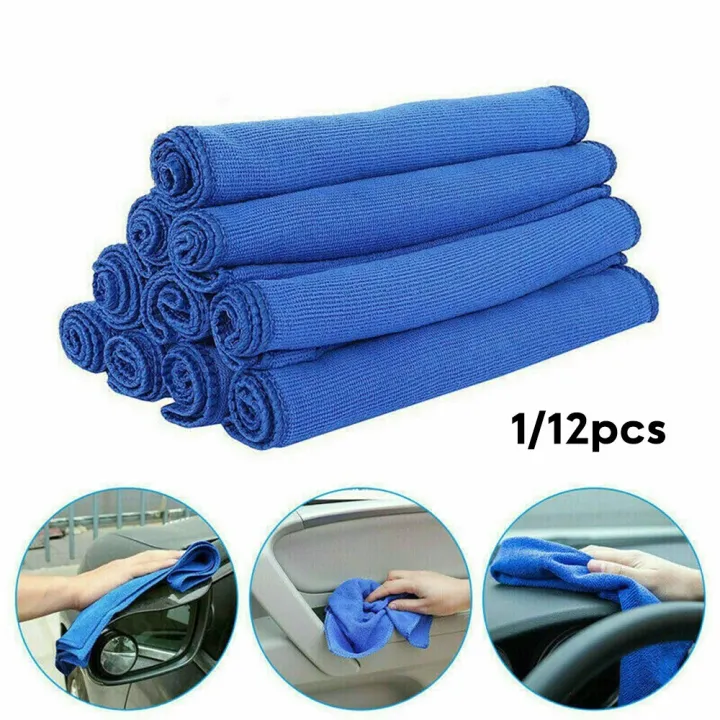 Microfiber Cleaning Towel Cloth Car Wash Polishing Detailing Home Dusting Rag US Lazada