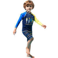 Boy Two Pieces Suit Swimwear 3-14 Year Children Long Sleeve Swimsuit 2021 Kid Cool Cartoon Beachwear Bathing Suit