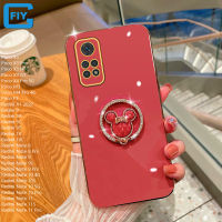 สำหรับ Xiaomi Redmi Note 11 Pro 11S 10 Pro 10S 9 Pro 9S 8 Pro Redmi A1 9 9A 9C 9T 10 10C Poco X3 Pro F3 M3 M4 Pro X3 GT X4 Pro เคสโทรศัพท์สไตล์ใหม่แท่นหนีบลายมิกกี้เจาะส่องประกายสุดหรู