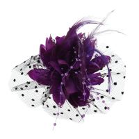 Fascinators หมวกสีทึบดอกไม้ตาข่ายหมวกค็อกเทล Tea Party Headwear หมวก Feather Faux Pearl สำหรับหญิงและหญิง