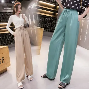 Cotton Wide Leg Pants Summer Thin Casual Pants Women's Korean Loose Cotton  Hemp Elastic High Waist Straight Tube Floor Long Pants