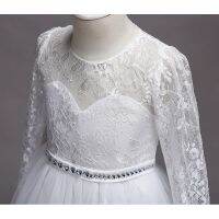 4-14 Years Children Lace Long Sleeve Wedding Elegant Princess Girls Maxi Dresses Costume