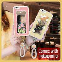 Hangings Mirror surface Phone Case For iphone 6/6S texture flower dustproof interest literature Liquid silicone youth