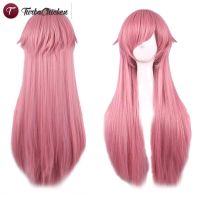 T⋄ 80cm Long Straight Anime Wig Mirai Nikki Synthetic Pink Hair Wigs Cosplay for The Future Diary Yuno Gasai dv