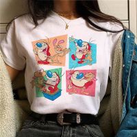 Ren And Stimpy เสื้อยืดอะนิเมะเด็กหญิงลายเสื้อยืดผู้หญิงฮาราจุกุ