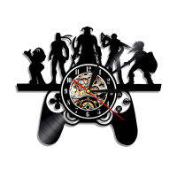 Play Game Characters Theme Vinyl Record Wall Clock With Color Changing LED Light Vintage LP Wall Hanging Watch Gift For Gamer