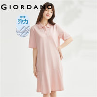 GIORDANO ผู้หญิง เดรสโปโลแขนสั้นผ้ายืดปิเก้หางปลา Free Shipping 13463301