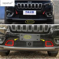 {》} อุปกรณ์เสริมของ Lapetus สำหรับ Jeep Cherokee 2019 ABS กันชนหน้าเครื่องปรับอากาศช่องไอดีชุดฝาปั้นตัดแต่งสีแดงสด