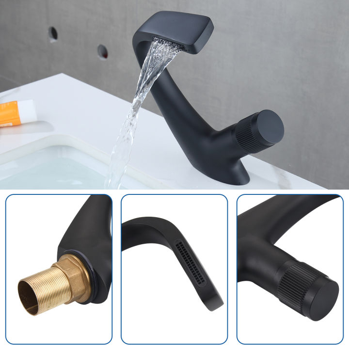 black-faucet-bathroom-sink-faucets-hot-and-cold-water-mixer-crane-deck-mounted-single-hole-bath-tap-chrome-finished-elm457
