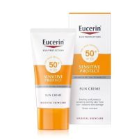Eucerin Sensitive Protect Face Sun Creme spf50+50ml. ยูเซอริน ซันครีม SPF50+ผลิตภัณฑ์กันแดดสำหรับผิวหน้า สำหรับผิวบอบบางแพ้ง่าย