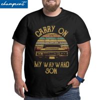 Mens Supernatural Vintage T Shirt Carry On My Wayward Son Dark Heather Clothes Big Tall Tee Shirt Plus Size 4XL 5XL 6XL T-Shirt