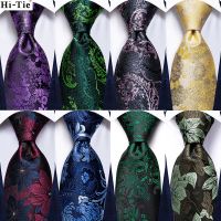 Black Green Floral 2022 New Silk Wedding Tie For Men Handky Cufflink Men Necktie Fashion Business Party Dropship Hi Tie Designer