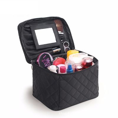 【New】 Beauty Cosmetic Case Travel Organizer Toiletry Bags Waterproof Mirror Big Make Up Box Housesaire Feminina กระเป๋าถือกระเป๋าเครื่องสำอาง