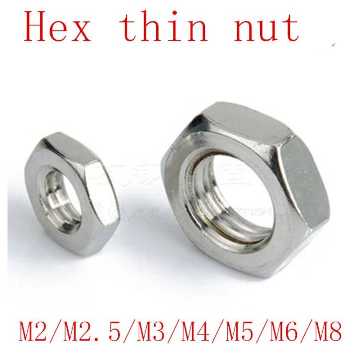 50-10pcs/Lot DIN439 hex thin nut m2 m2.5 M3 M4 M5 M6 M8 m10 304 Stainless Steel Hexagonal Nut Thin Hex Nuts Nails  Screws Fasteners
