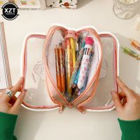 【CC】✐▤  Big Capacity Transparent  Stationery Students Kawaii Storage