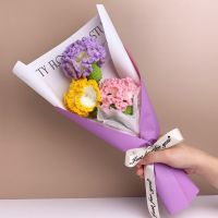 โต๊ะ EO4MD ทอมือสำหรับบ้านเครื่องประดับตกแต่งของตกแต่งงานแต่งงานของขวัญโต๊ะ Carnation ถักช่อดอกไม้ดอกไม้ถักดอกไม้ปลอม