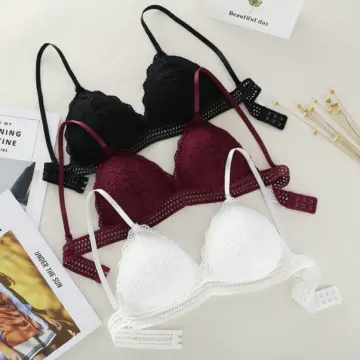 Lace Bralette with Extenders Thin Adjustable Strap Padded Sexy Cute  Triangle Bralette Lace Bra for Women (with : : Clothing, Shoes 