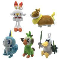 CROSKI ของขวัญสำหรับเด็ก23-38ซม. ของตกแต่งบ้าน Scorbunny Soft Grookey ผ้าฝ้ายยัดไส้ของเล่นตุ๊กตาโปเกมอนเกมของเล่น Plushie ของเล่นตุ๊กตาผ้ากำมะหยี่สะอื้น