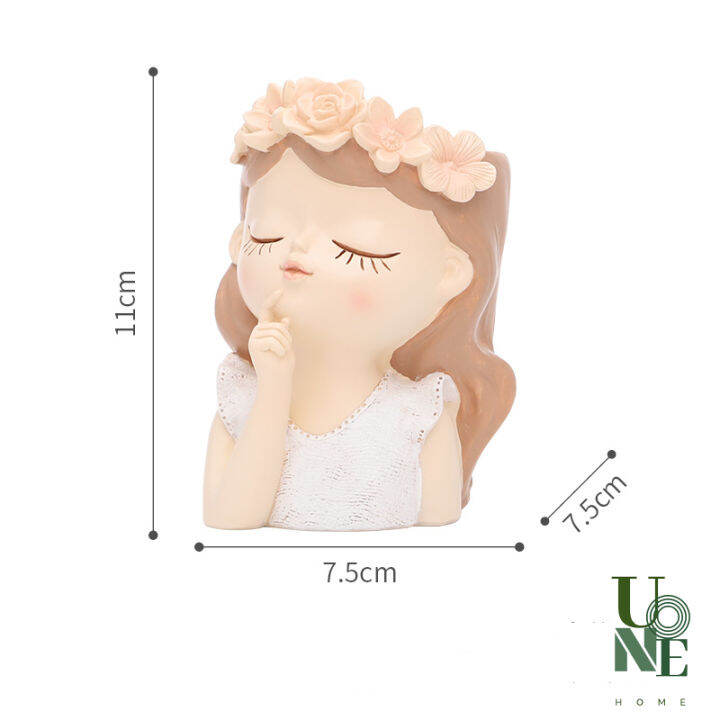 uonehome-พร้อมส่ง-h080-รูปปั้นกระถางดอกไม้นางฟ้า-กระถางไม้อวบน้ำ-ขนาดเล็ก-แต่งสวนน่ารัก-รูปปั้นเด็กสาว-สไตล์โมเดิร์น-วัสดุเรซิน