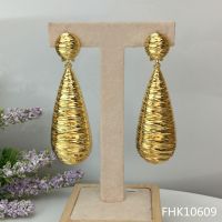 Yuminglai Long Earrings 24K Dubai Costume Earrings Drop Earrings for Women FHK10609