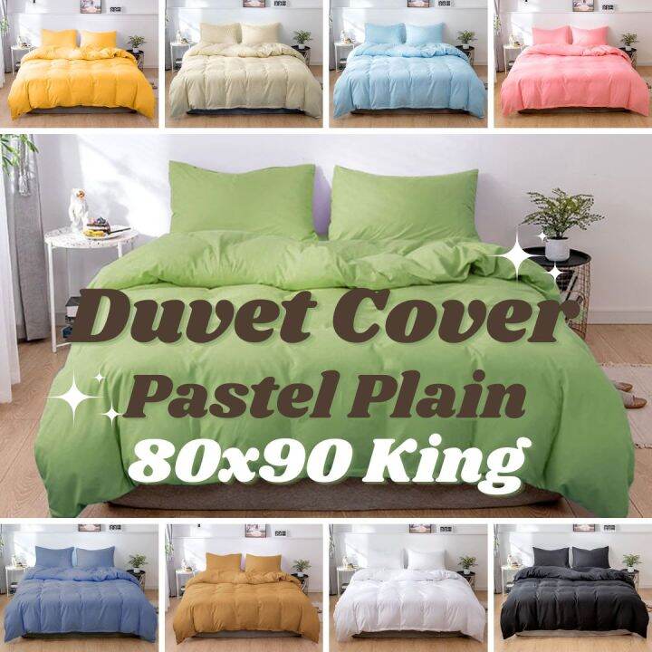 Plain Duvet Cover Pastel Colors with Zipper Only King Size 80"x90" inch For Pastels Aesthetic