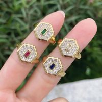 10PCS, New Trendy CZ Stone Finger Rings Gold Color Heart Geometric Charm Wedding Ring Women Engagement Jewelry Wholesale