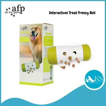 Treat Frenzy Roll Interactive Dog Toy Green and White Treat