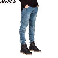 [A Motion]กางเกงยีนส์ผู้ชาย Skinny Men RunwayRacer Biker Jeans Strech Hiphop Jeans For Men Y2036