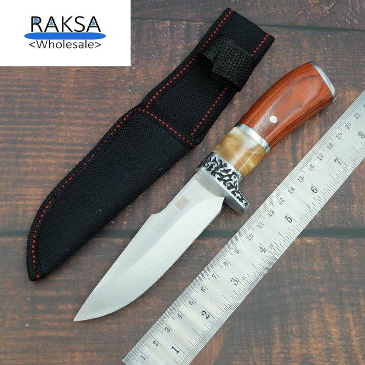 raksa-wholesale-cl06-มีดเดินป่า-มีดยุทธวิธี-มีดแคมป์ปิ้ง-มีดใบตาย-มีดพกพา-มีดพกทหาร-5cr13mov-ยาว22-00ซม-แถมซองไนลอน