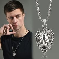 WANGAIYAO new personality fashion men 39;s retro jewelry rock punk style lion head pendant titanium steel necklace trend birthday j