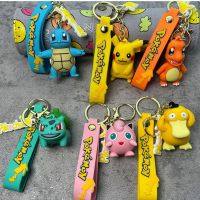 Pokemon Keychain Pikachu Anime Action Figure Toy Kawaii Cartoon Fashion Charmander Psyduck Doll Keyring Car Bag Pendant Kid Gift