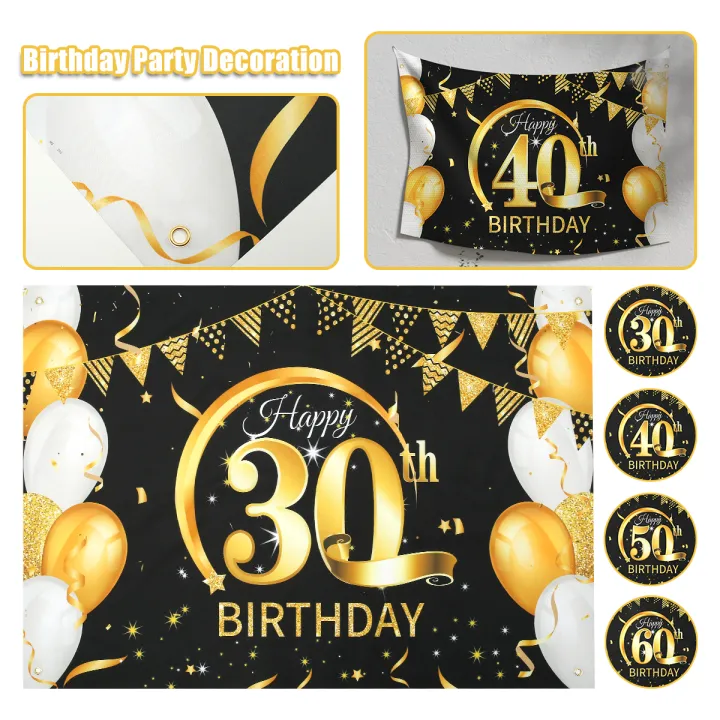 Birthday Background 30th 40th 50th 60th Large Happy Birthday Banner ...