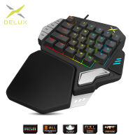 Delux T9X คีย์บอร์ดเล่นเกมมือเดียวไฟ RGB Backlit แป้นพิมพ์สำหรับเล่นเกมขนาดเล็กพกพาได้เหมาะกับจอยเกมสำหรับ PC สำหรับ PS4สำหรับ Xbox เกมเมอร์ Keyb