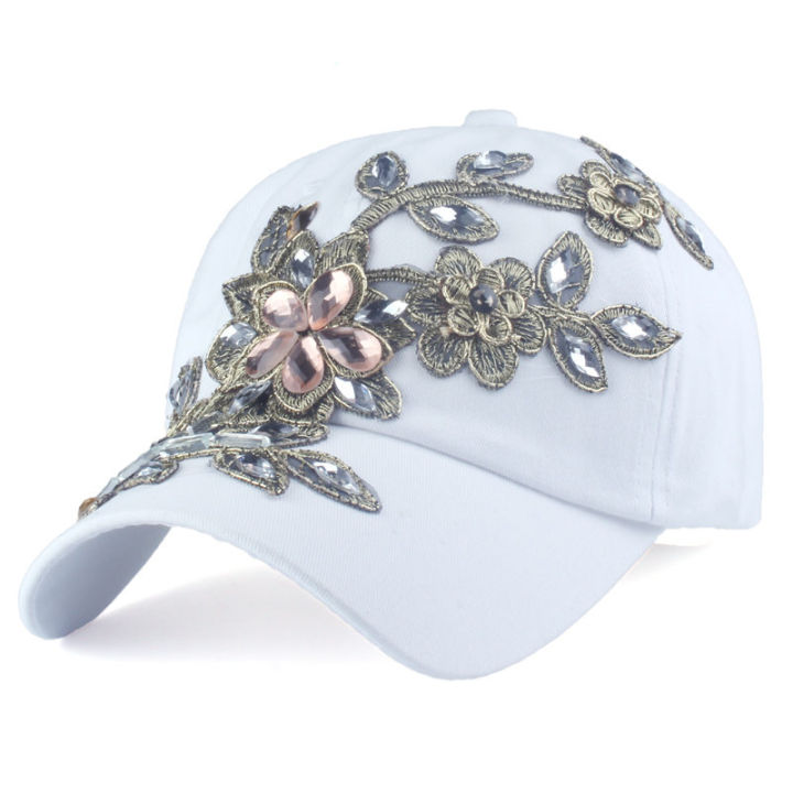yarbuu-ยี่ห้อหมวกเบสบอลด้วยดอกไม้ผ้าใบ-snapback-หมวกสำหรับผู้หญิงหญิงหมวกหมวกที่มีคุณภาพสูง-rhinestone-หมวกยีนส์