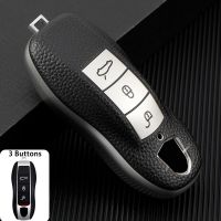 【cw】 TPU Leather Car Key Case Keyless Cover For Porsche Boxster Cayman Panamera Key Shell Car Accessories Protective Case ！