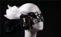 ? Black Half Face Beauty Goddess Annual Meeting Live Flower Feather Banquet Adult Fake Mask Evening Retro Mask Party