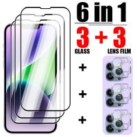 (ปกป้องหน้าจอ S) 6in 1กระจกนิรภัยป้องกันเต็มพื้นที่สำหรับ iPhone 14 13 12 11 Pro XS หน้าจอ Max ปกป้องหน้าจอสำหรับ iPhone 14 Plus 13 12 Mini X XS XR 8 7 Plus