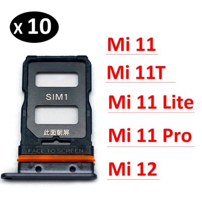 10ชิ้น/ล็อตนาโนซิมกระเป๋าเก็บบัตรที่วางถาดใส่ซิมเต้ารับตัวแปลงเหมาะสำหรับ Xiaomi Mi 11 Lite 11 Pro 11T Mi 12 Mi12สีดำ/ สีฟ้า/สีขาว